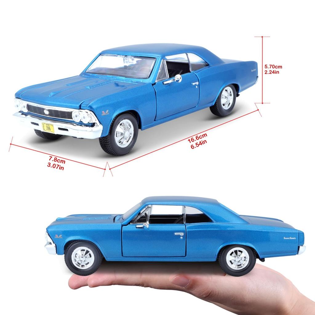 Maisto 1/24 scale diecast model of the 1966 Chevrolet Chevelle SS 396 in blue (product number 31960 BU)