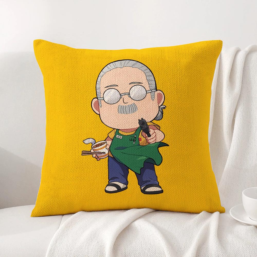 Anime S-Sakamoto Days Cushion Cover Summer Coolness Linen Fabric Double-Sided Printing Pillow Case Sofa Home Decor Gift