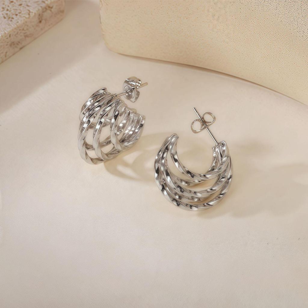 2025 Titanium Steel Twisted Braid Earrings - Light Luxury, New Style
