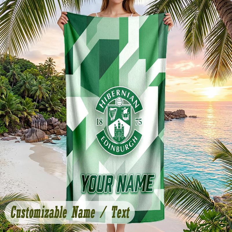 Beach Towel Hibernian FC Print Custom Name Text Soft Towel for Swimming Pool