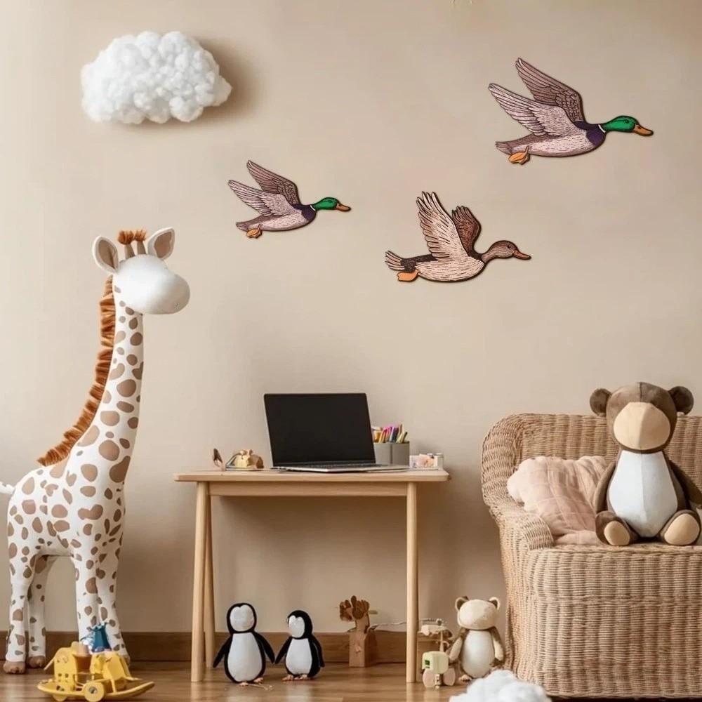 Retro Country Style Greenhead Duck Wall Art Exquisite Wooden Wall Decoration Plate Sweet Decoration Crafts Office