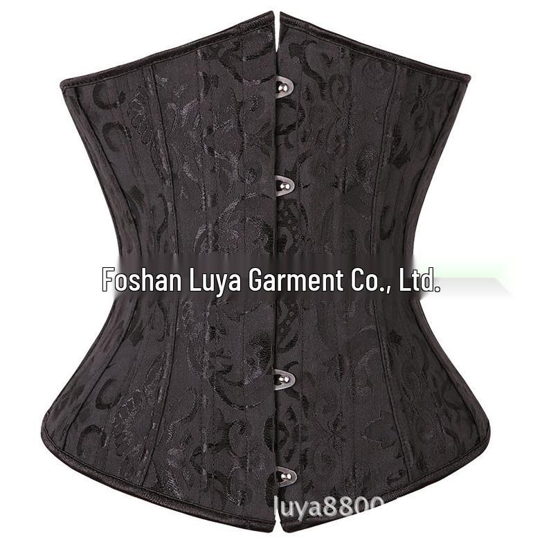 Gothic Black Leather Corset with Diamond Buckle & Wide Straps