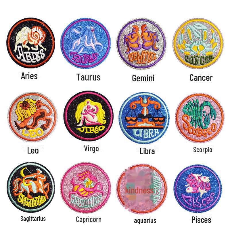 New Cartoon Constellation Embroidery Patch - Creative Round Design