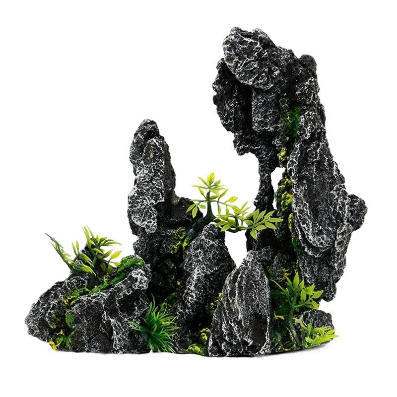 Aquarium Decorative Scenery Rocks Fish Tank Turtle Shrimp Hideout Artificial Mountain Pet Fish Tank Decoration Accessories