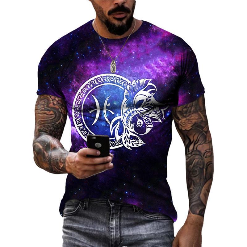 3D Printed Trend Men's Casual Round Neck Fashion Short Sleeved T-shirt Top