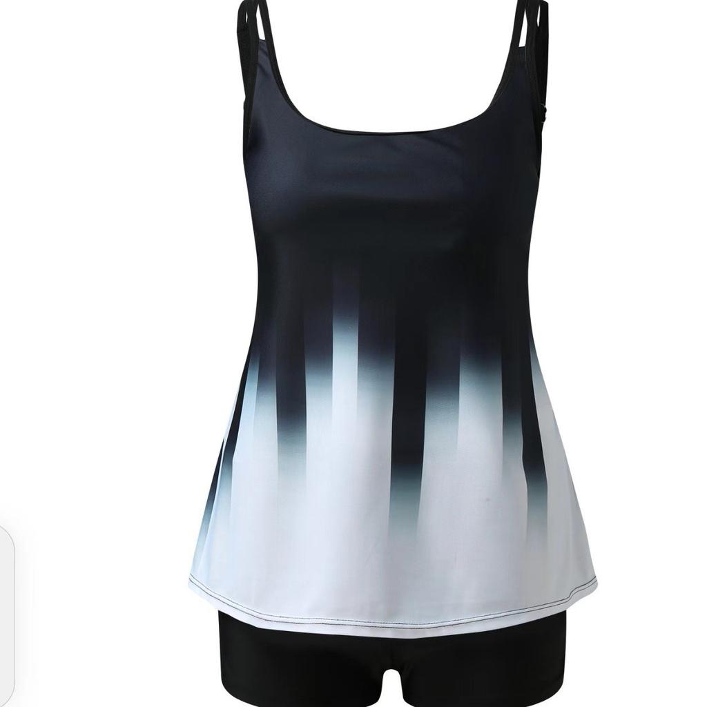New Large-size Printed Large-size Split Flat-angle Tankini Suit Swimsuit for Women
