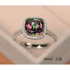 Women Cocktail Wedding Jewelry 18K White Gold Mystic Topaz Fire Rainbow Rings Engagement Ring Solitaire Engagement Ring Size 6-10