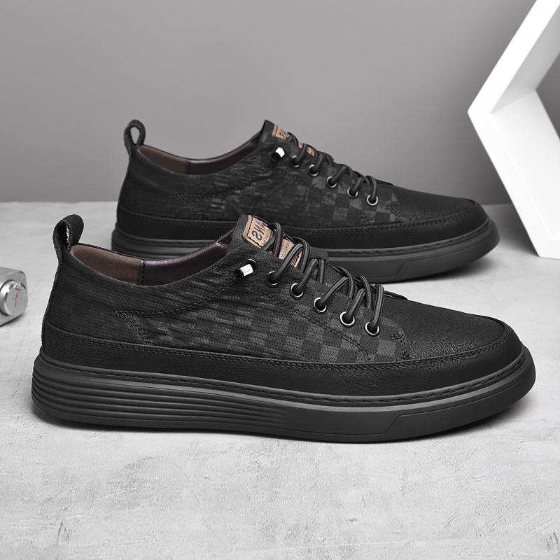 Youth Teenage Sneakers Genuine Leather Mens Shoes Sports Platform Men's Vulcanize Shoes Leisure Walk Male Skateboard Footwear