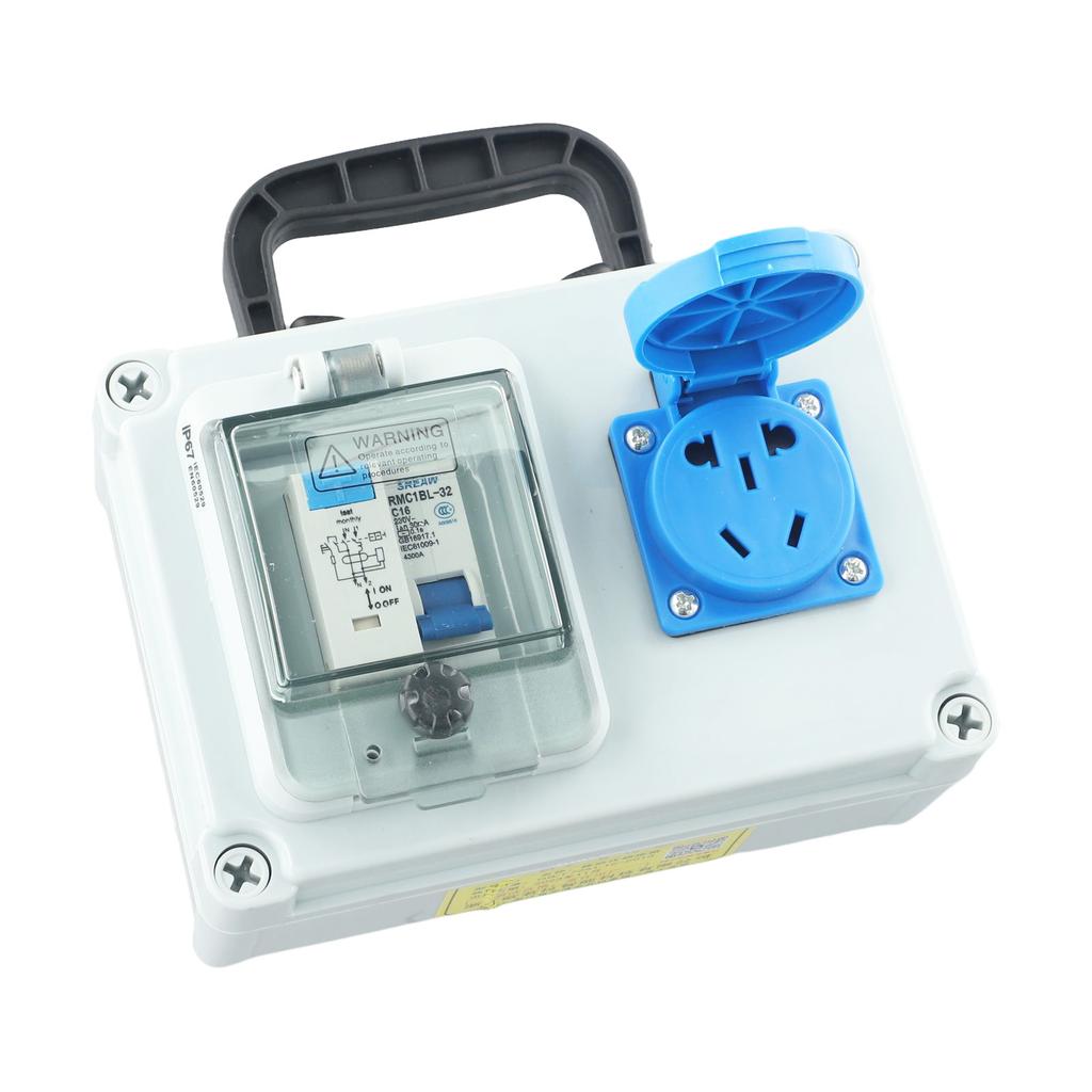 Wall Mounted Construction Power Distributor 10A 250V 2P with Switch and Waterproof Connector Suitable for Circuit Protection