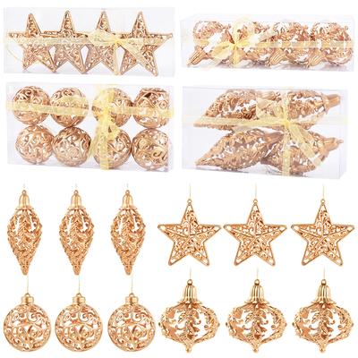 4/8Pcs Christmas Ball Ornaments Gold Hollow Star Pendant Christmas Tree Hanging Decoration for Home 2025 New Year Navidad Gifts