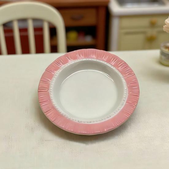 Multifunctional Resin Ornaments Miniature Tray Refrigerator Magnet Pinch Base Durable Macaron Gradient Color Dollhouse Accessories Realistic Tableware