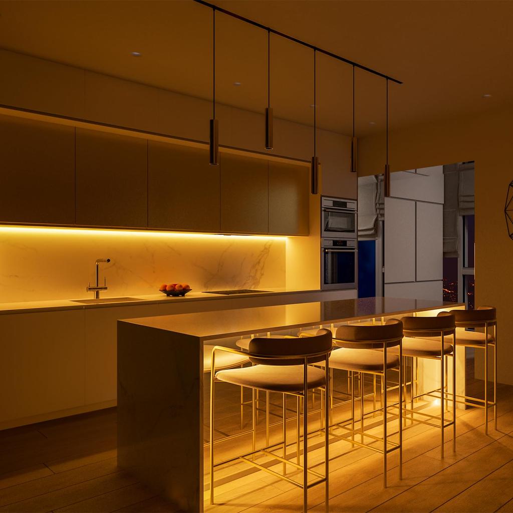 LEKE COB LED Strip Light with USB Remote, 2m, 3000K Warm White, Flexible, High-Density 320 LEDsm, 180° Lighting, CRI90, Double-Sided Tape,