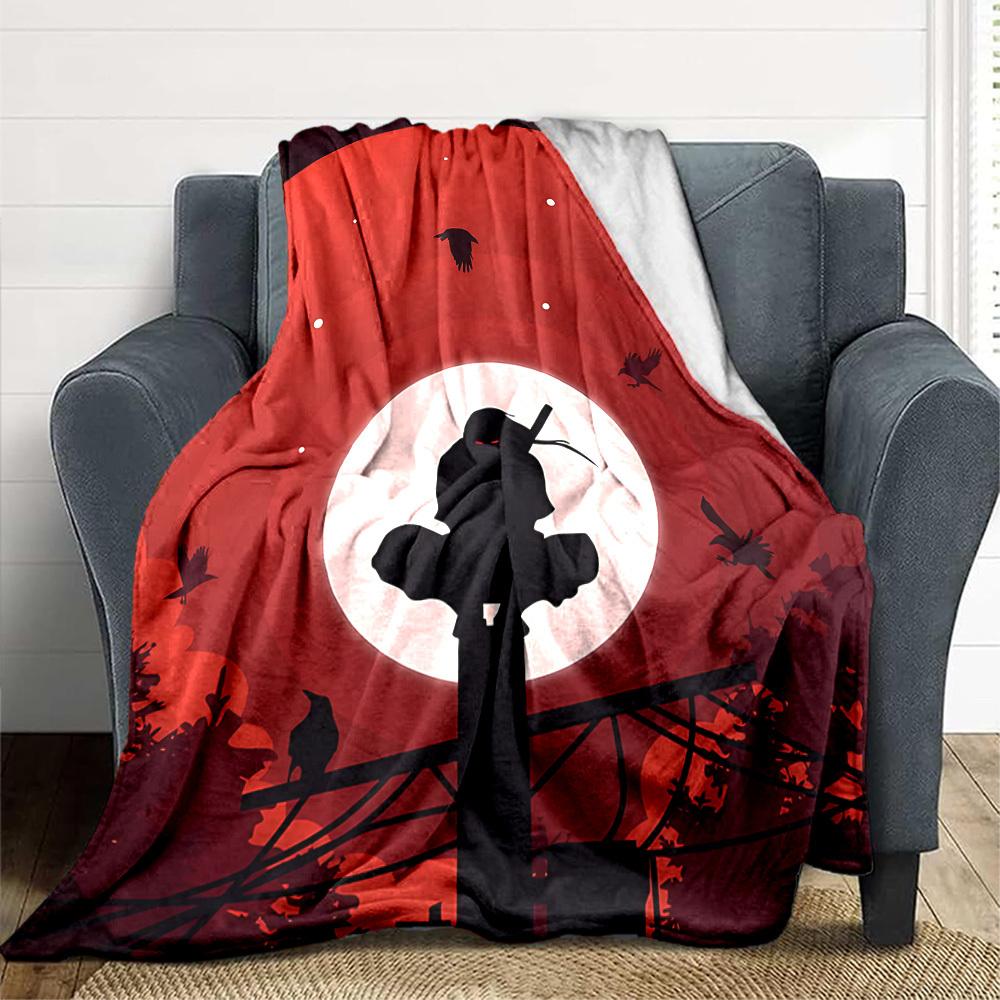 1pc NARUTO Moonlight Raven Flannel Throw Blanket HD Printed Lightweight Soft Warm All Season Blanket for Sofa, Bed, Travel, Camping Machine Washable
