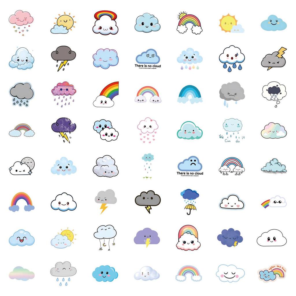 55-110 Cartoon Cloud Graffiti Stickers for Cars, Luggage, and Cups