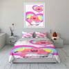 Pink Bear Print Bedding Set With Rainbow Bedding set (1 duvet cover, 2 pillowcases, duvet not included)