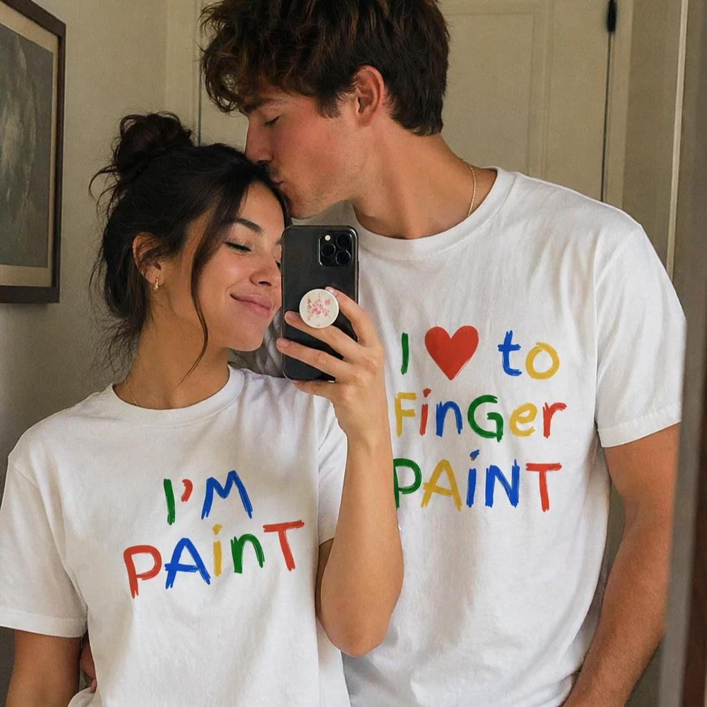 I Love To Finger Paint | I m Paint Matching T-Shirt Set Couple Shirts Funny Gift M
