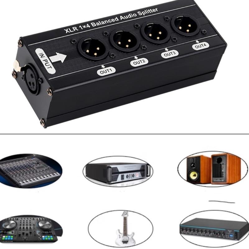 6.5mm 1 In 4 Out 3Pin Splitter Box Professional Distribution Ground Distribution Box 1 to 4 Splitter Studio Equipment