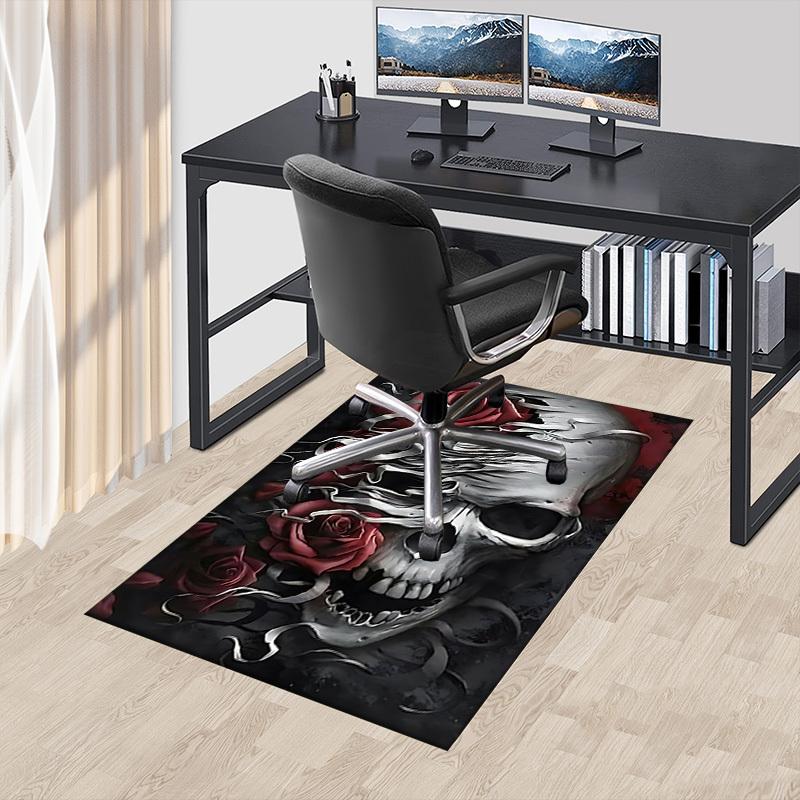 1PC Skull Roses Carpet Ultra Soft, Thick & Absorbent, Non Slip Machine Washable Mat for Entryway