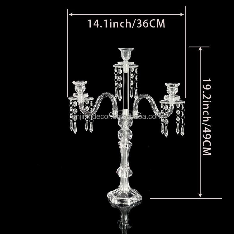 3/5 Head Wedding Candle Holder Clear Acrylic Candle Holder Wedding Decoration Table Centerpieces Candelabra Wedding Party Decor (Clear,3head 49cm)