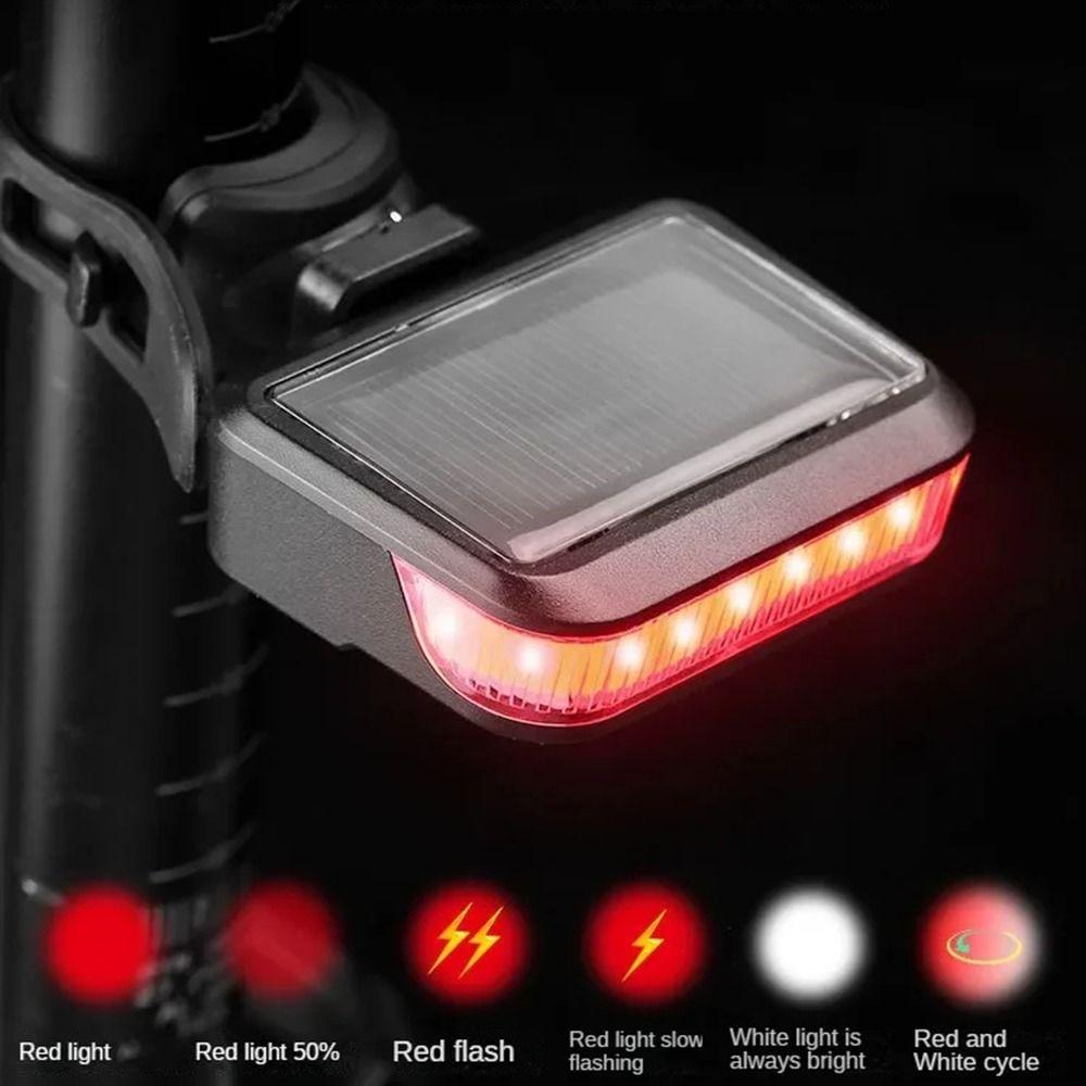 Waterproof Bike Solar Taillights 6 Gears Emergency Warning Lights Solar Bicycle Rear Light  Outdoor