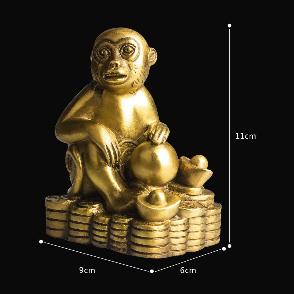 Pure Red Gold Craft Money Monkey Figurine, Zodiac Sign, Copper, Feng Shui Charm, Good Luck Charm, Business Opening Gift, Lucky Item##*