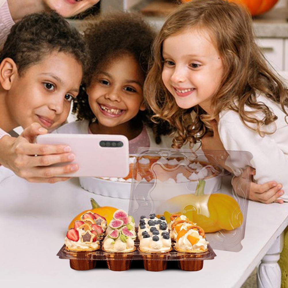 Cake Box with Secure Snap-on Closure 12pcs Stackable Cupcake Carrier Containers Disposable Cupcake Holder Boxes for Weddings