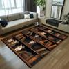 Retro Literary Bookshelf Rug Owl & Antique Book Print Non-slip Soft Stylish Mat for Home Study Living Room Decor