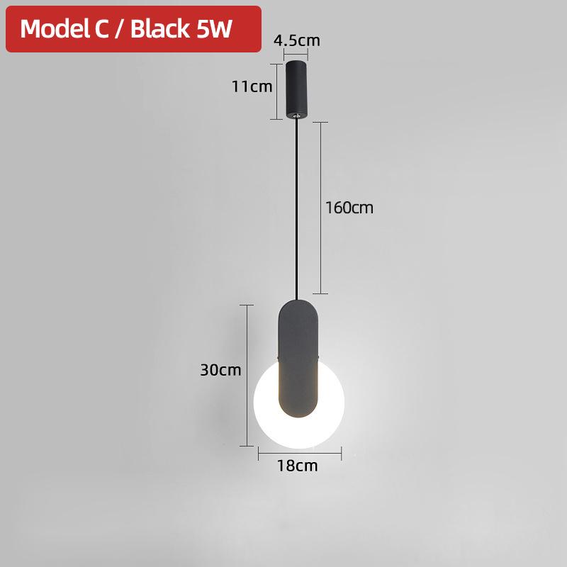 Modern Acrylic LED Pendant Lights Black White Restaurant Bedside Moon LED Pendant Light Suspension Ceiling Hanging Lamp