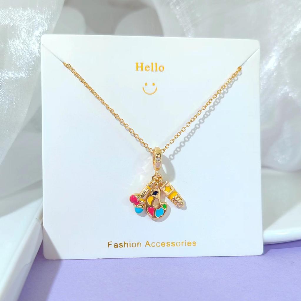 18k vergoldete Zirkonium- und Titanstahl-Anhänger-Halskette - Damen Qixi Valentinstag Geschenk