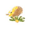 Cute Cartoon Hedgehog Flower Brooch Pin Men Women Yellow Green Alloy Enamel Exquisite Animal Brooch Jewelry