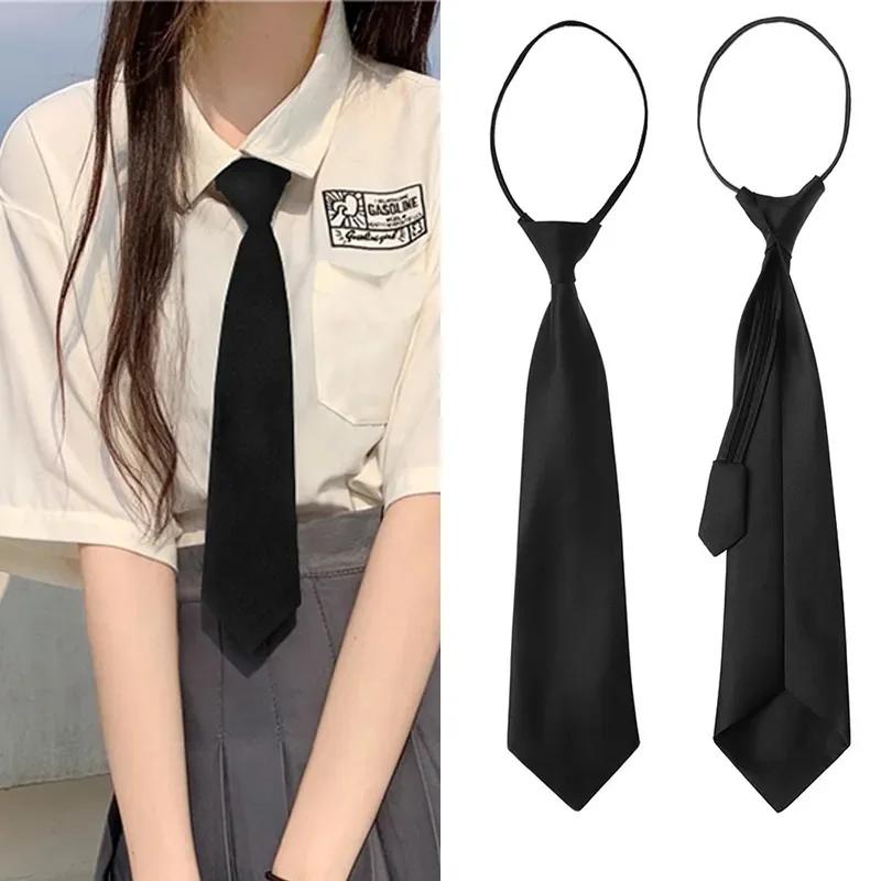 Ladies' Solid Color Lazy Tie, Paired With Uniform Shirt And Suit, Convenient For Daily Commuting And Versatile Decorative Tie