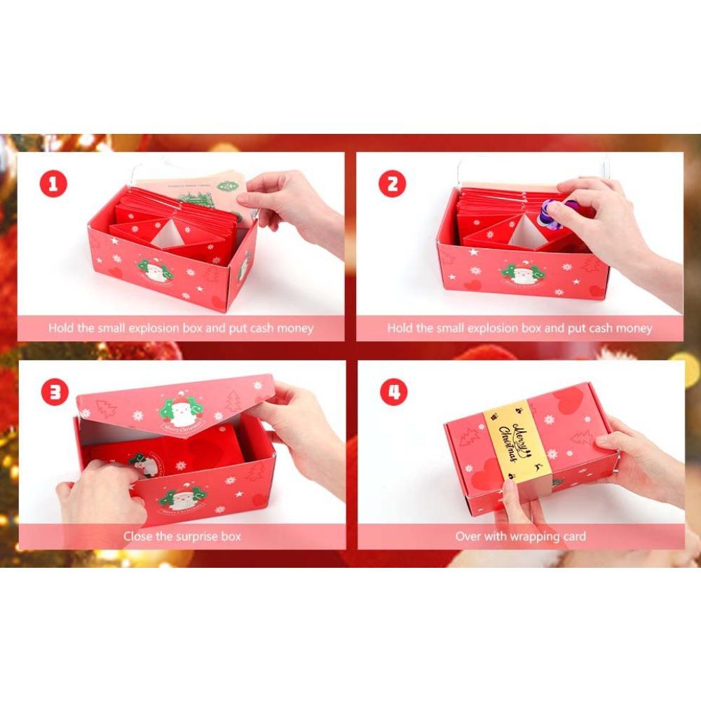Scatola Pop-up di Natale, Scatola Regalo Creativa per Compleanno, Busta Rossa Pieghevole Rimbalzante Scatola Regalo