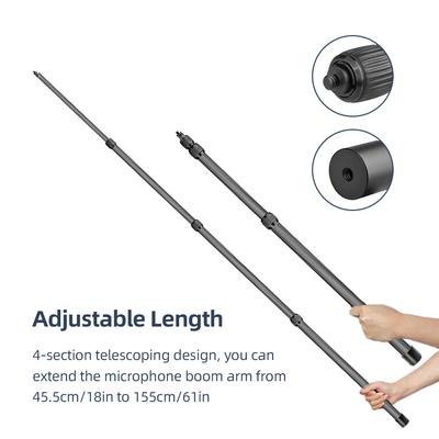 Handheld Microphone Boom Arm 4-Section Extendable Mic Arm Carbon Fiber Boom Pole for Microphones