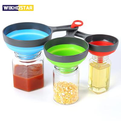 3 Teile/satz Mit 3 Größe Küche Trichter Silikon Klapp Teleskop Trichter Pulver Flüssigkeit Breite Öffnung Marmelade Trichter Küche Utensilien