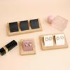 Bamboo Wood Earrings Display Stand DIY Velvet PU Leather Jewelry Storage Tray for Window Counter Props Show