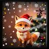 Creative Winter Theme Window Art Christmas Cute Fox Static Clings, Santa Hat Snowflake Gift Tree Easy Install Glass Decals Decals, Self-Adhesive