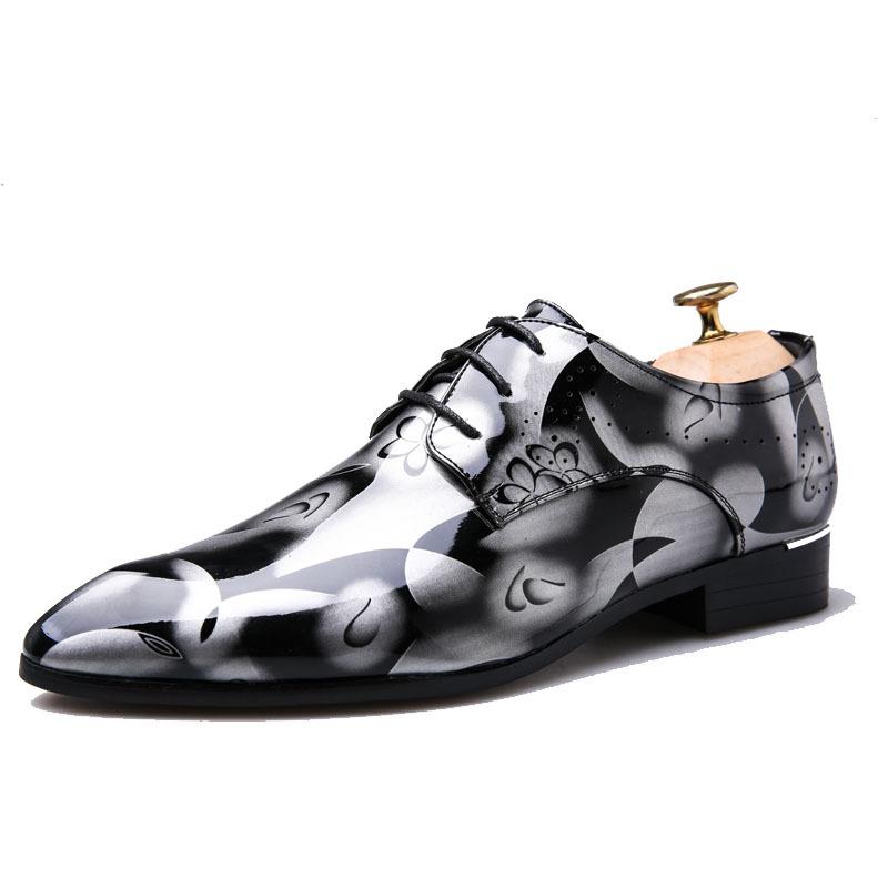 Luxury Men's Formal Shoes Fashion Pattern Leather Shoes Designer Lace-up Pointed Wedding Shoes New 38-50 Large Size Leather Shoe