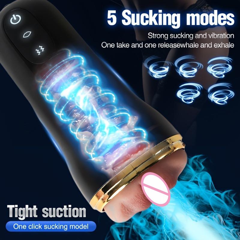 3D Realistic Textured Vaginal Masturbator Vacuum Sucking Penis Pump Penis Trainer  Automatic Male Blowjob Adult Sex Toys for Men