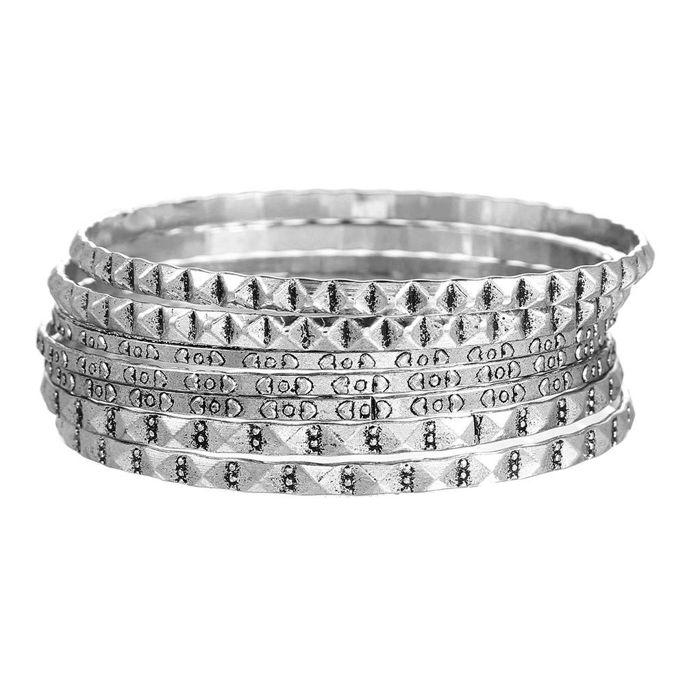 Bohemian-Style 12-Piece Multi-Layer Alloy Bracelet Set for Women