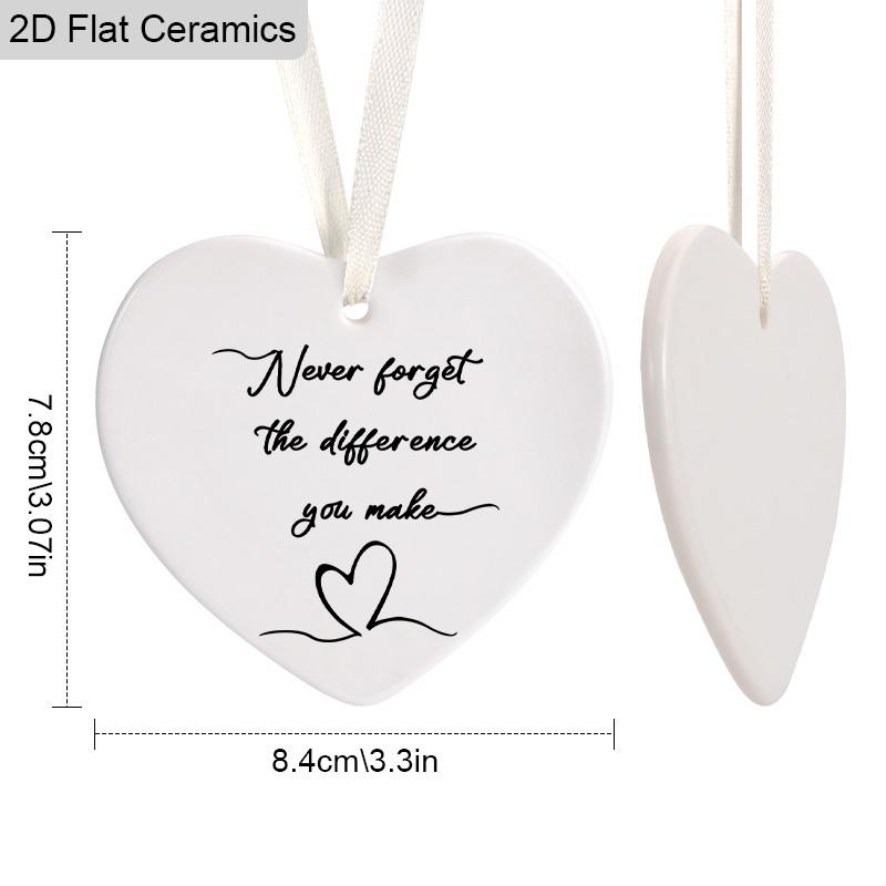 1pc ' Difference You Make' Ceramic Heart Ornament Inspirational Message Accessory Car & Home Decor Team Appreciation Decor Retirement Gift