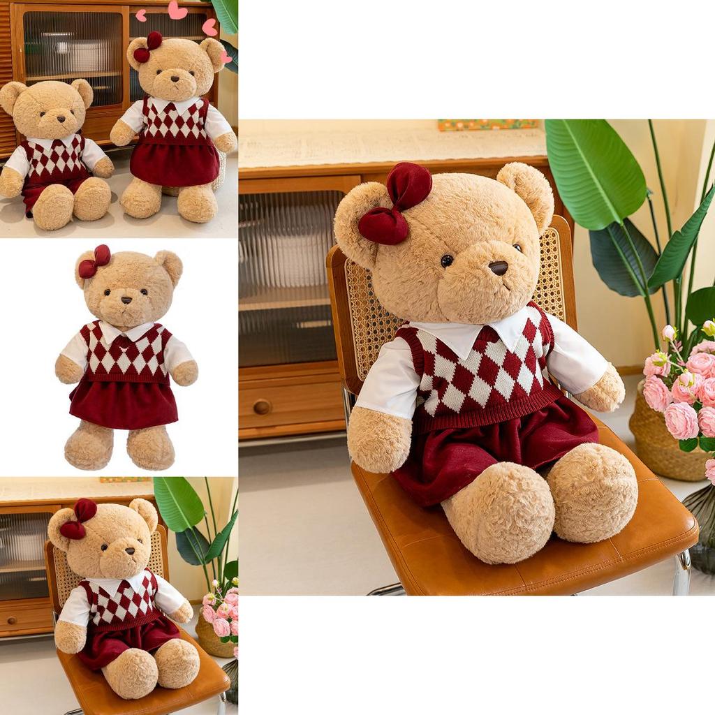 Cute Teddy Bear Plush Toy For Couple Creative Sweater Design Birthday Gift For Girls Pp Cotton Filling Short Plush 45cm