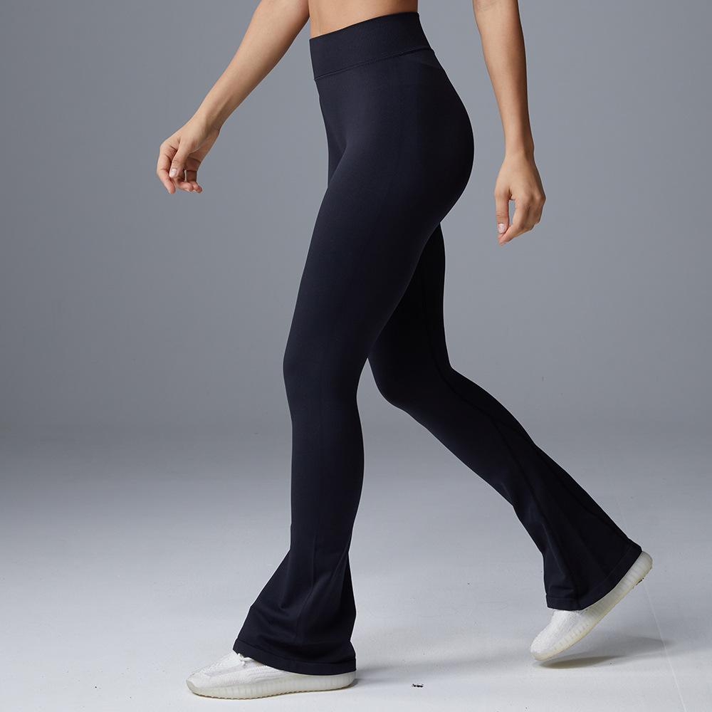 Summer new mid-waist yoga wide-leg pants breathable belly-closing fitness flared pants slim-fitting sports slightly pulled trousers