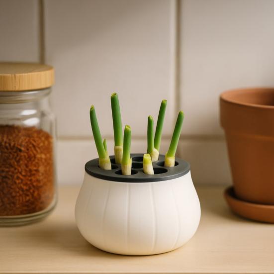Countertop Scallion Planter Hydroponic Regrow Station with Detachable Lid Kitchen Regrowing Planter for Easy Scallion Regrowth