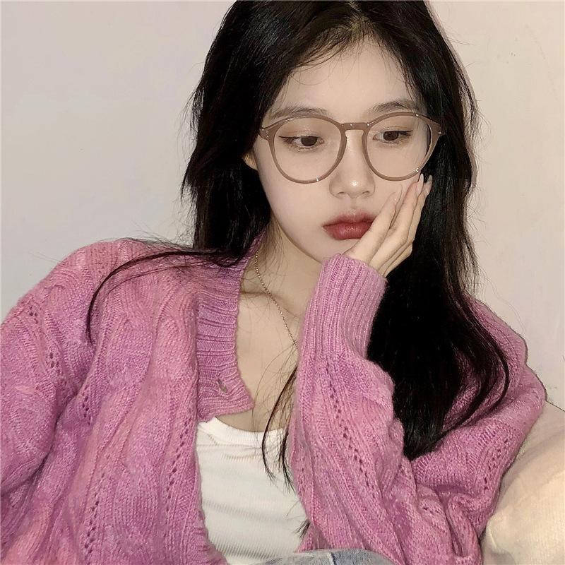 Plain Makeup Artifact, Big Face, Thin, Myopia, Glasses Frame, Women'S Brown Leopard Print Glasses, Black Frame, Can Be Equipped With Power