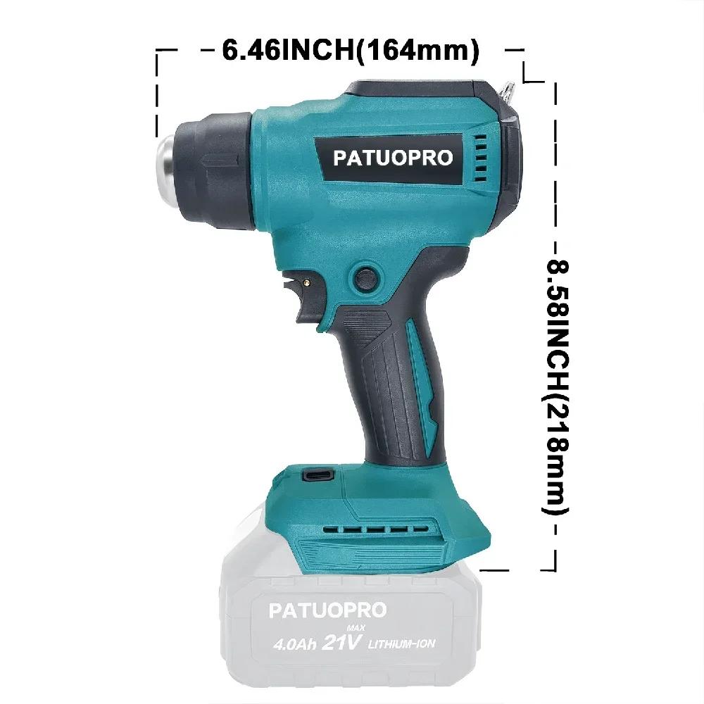 Adjustable Temperatures Heat Gun 30-550℃ LED Display Cordless Electric Hot Air Gun Home DIY Power Tools For Makita 18v Battey