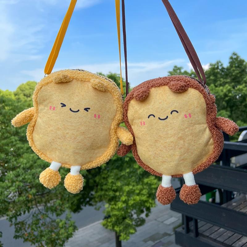 1pc 18cm Bread Toast Plush Satchel Cute Simulation Food Toast Coin Purse Soft Doll Home Decoration Kids Toys Birthday Gifts