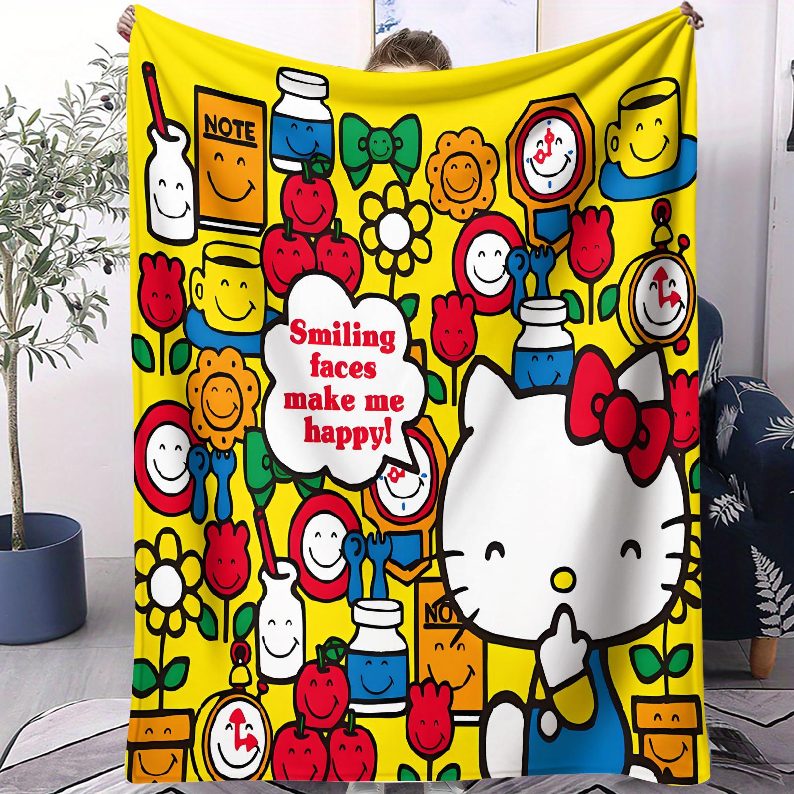 

Kawaii Sanrio Characters Small Cover Blanket Soft Comfortable All Season Bed Bedroom Dorm Sofa Office Car Lunch Camping Nap Gift 70x100cm