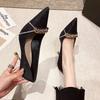 Formal Luxury Leather Casual Pointed Toe Shoes For Women 2025 On Heeled Pumps Black Ladies Summer Footwear High Heels Vacation A