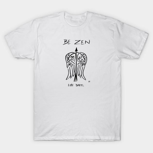 

Men Black Print T-shirt Be Zen Like Daryl Light No-Cut Transfer Paper Print Cotton Tshirt XL белый
