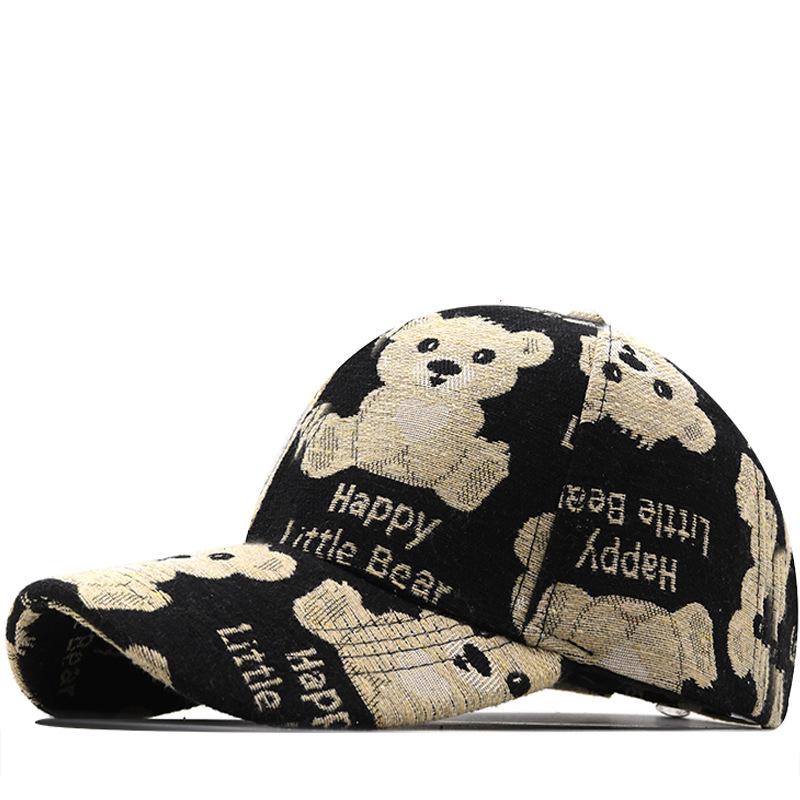 Bear embroidery hat female hard top curved brim spring and autumn new baseball hat male student sunshade sports cap
